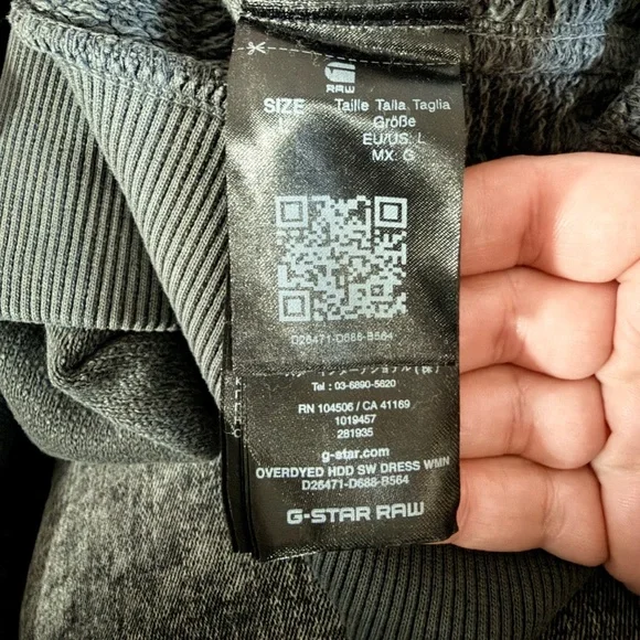 SOLD**G-Star RAW Hooded Sweatshirt Dress NWT Overdyed Black Terry Size L - Picture 7 of 9